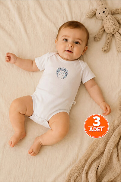 ZUMI BABY KIDS طقم ملابس أطفال قطنية بأكمام قصيرة مطبوعة باللون الأزرق من Sup...