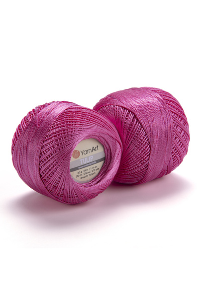 Yarnart Tulip - Ață de dantelă strălucitoare Fuchsia-419