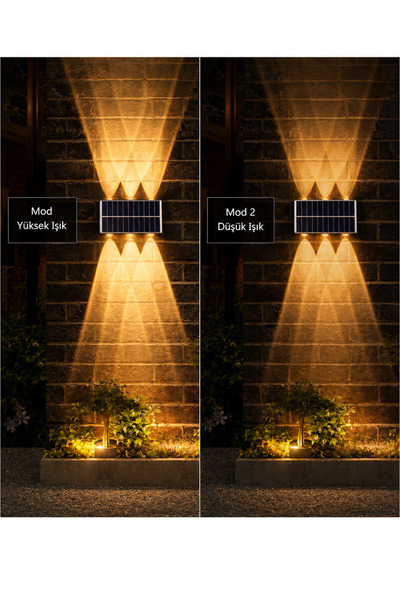 Cata Amber Rengi Güneş Enerjili Led Aplik CT-8010 - Solar Enerjili Bahçe Aydınlatma