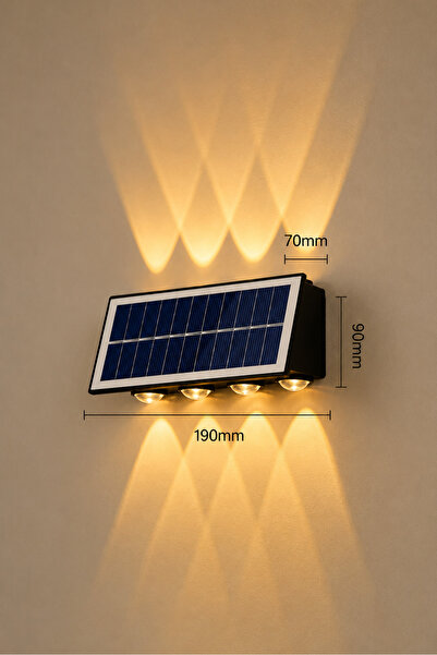 Cata Amber Rengi Güneş Enerjili Led Aplik CT-8010 - Solar Enerjili Bahçe Aydınlatma