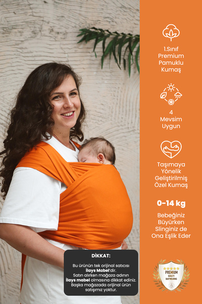 ilays beauty Premium Birinci Sınıf Pamuklu Esnek Wrap Sling (BABYWEARİNGE ÖZE...
