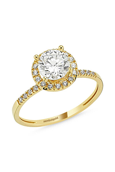 Sembol Gold Sarı Altın Tektaş Yüzük 1.00 Karat