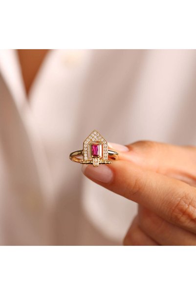 Sembol Gold 14 Ayar Altın Ruby Yüzük Özel Tasarım House
