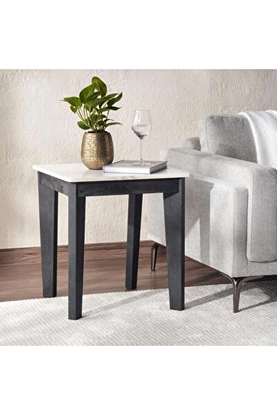 PAN HOME Ankara End Table Marble - White & Black