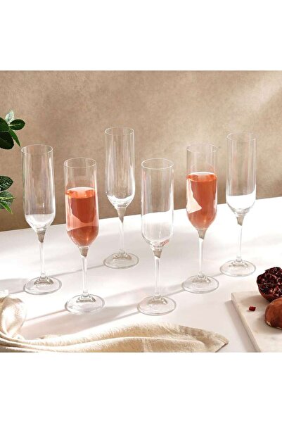 PAN HOME Umma 6-Piece Flute Crystal Glass Set 200Ml -Clear