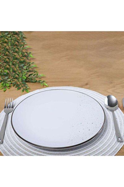 PAN HOME طبق عشاء أبيض منقط بقطر 27 سم
