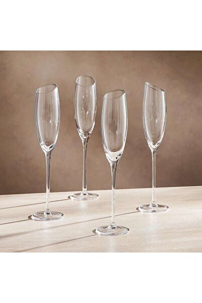 PAN HOME Eddi Slope Rim 4-piece Flute Glass Set 177ml -clear