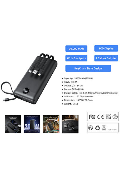 Veger Acumulator extern C20, 20000 mAh, negru