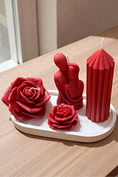 Natura Home Decor Modern Kırmızı Mum Seti (3 Adet)