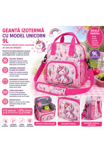 OEM Geantă termoizolantă cu model unicorn 9 L