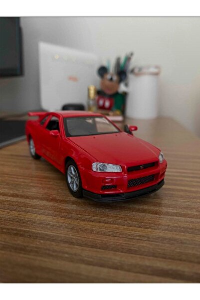 TOYFEST Kırmızı Nissan Skyline Gtr R34 Kapıları Açılabilen Çek Bırak Araba We...