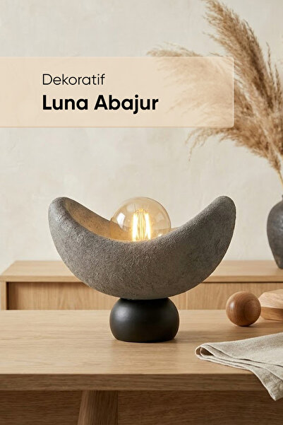Jusel Luna Abajur - Dekoratif Masa Lambası - 20x25 cm - PLA Malzeme - Yatak O...