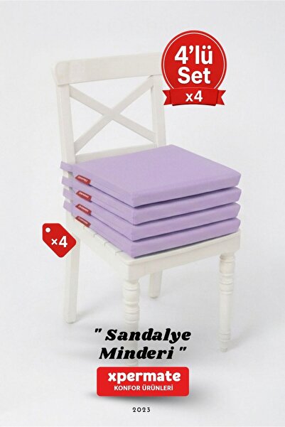 XPERMATE 4'lü Sandalye Minderi 40x40 Bağcıklı Fermuarlı Su İtici Yıkanabilir ...