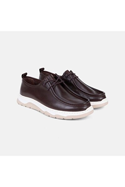 Desa Men's Brown Lace-Up Thick Soled Leather Casual Shoes