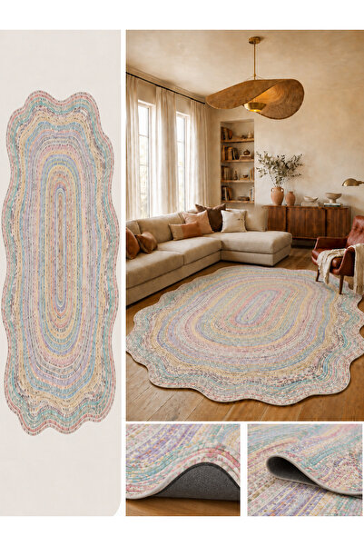Gergef House Kayra Serisi Dijital Baskı Keçe Tabanlı Modern Dekoratif Halı