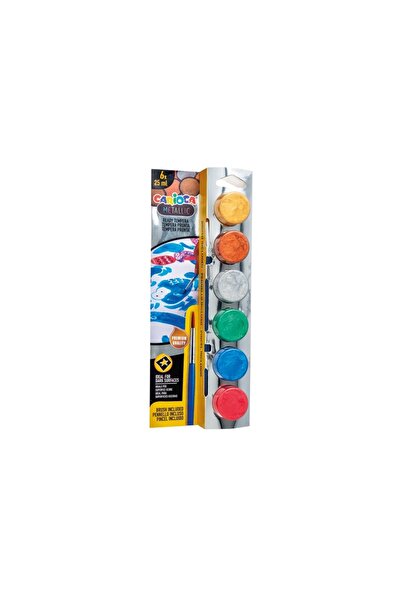 carioca Acuarele tempera metalice 6 culori x 25 ml + pensulă, în blister