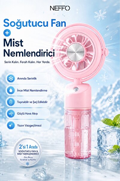 NEFFO Taşınabilir Püskürtmeli Mini Fan Vantilatör 3 Kademeli Güçlü Sprey Fan ...