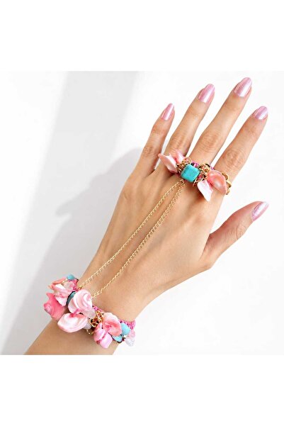 ORENDAJEWELRY Şahmeran Bileklik Doğal Taşlı Pembe Detaylı El Yapımı Ayarlanab...