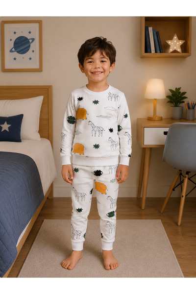 Fil Kids Set de pijamale sezoniere cu mânecă lungă, cu model de elefant, din ...