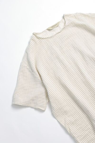 no7man Huston double size khaki striped 100% cotton men's t-shirt