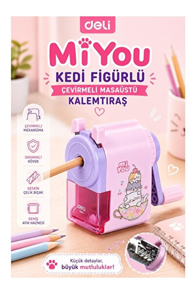 Deli Miyou Çevirmeli Kalemtıraş Pembe