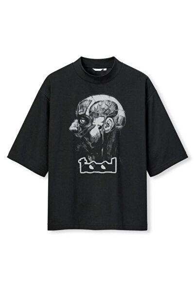 buzagi tasarım ürünleri Tool Digital Printing Oversize Black Unisex T-Shirt