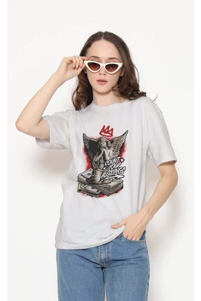 buzagi tasarım ürünleri Urban Regular Fit Unisex White T-Shirt