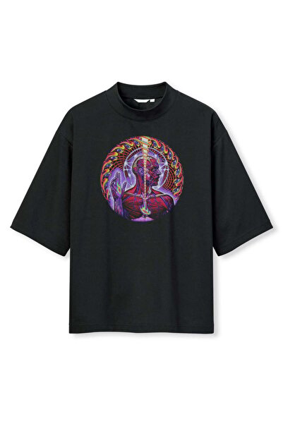 buzagi tasarım ürünleri Tool Digital Printing Oversize Black Unisex T-Shirt