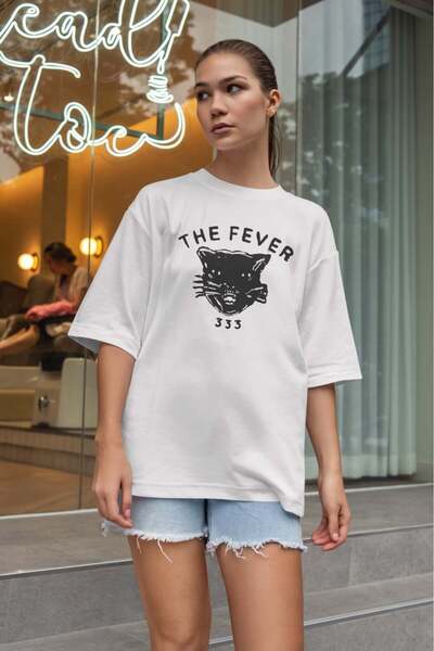 buzagi tasarım ürünleri Fever 333 Oversize Unisex White T-Shirt