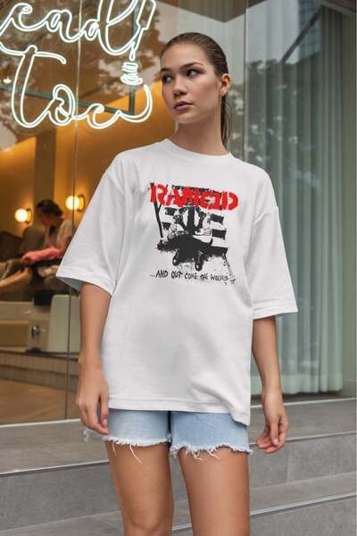 buzagi tasarım ürünleri Rancid Oversize Unisex White T-Shirt