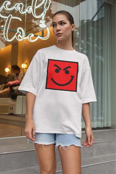 buzagi tasarım ürünleri Bon Jovi Oversize Fit Unisex White T-Shirt