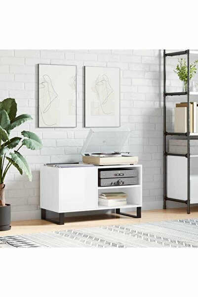 Concept Dulapuri pentru discuri alb lucios 85x38x48 cm lemn prelucrat
