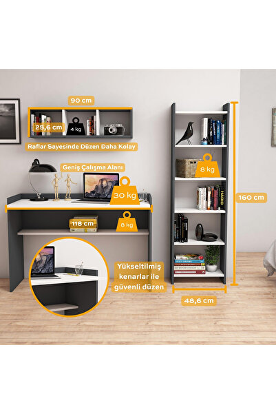 Bimossa U7030 Hürrem Kitaplık Ve Raflı Çalışma