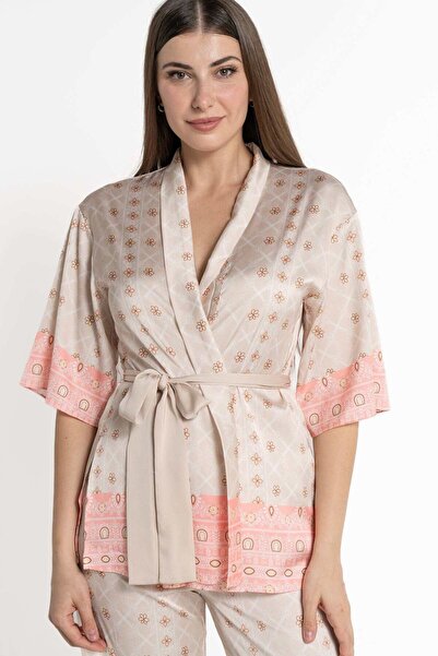 mica Patterned Cardigan with 3/4 Sleeves