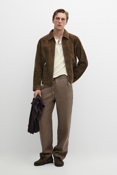 Massimo Dutti Fermuarlı süet deri ceket