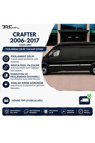 BRSPLAST Volkswagen Crafter Uyumlu 2006-2017 Krom Yan Kapı Çıtası Uzun Şasi 1...