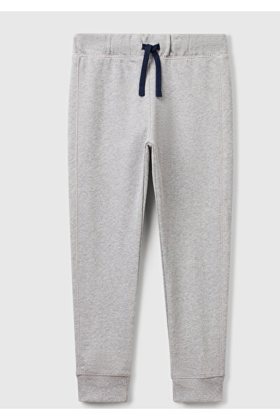 United Colors of Benetton Boy's Gray Melange Sweatpants with Back Pocket Logo