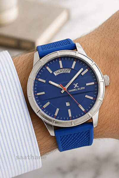 Daniel Klein Calendars Active Silicone Strap Navy Blue Dk012836C-03 Steel Men...