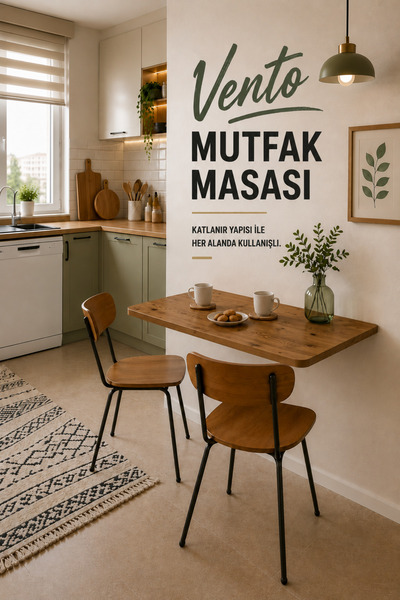 Atlanta Home Vento Katlanır Mutfak Masası 72x45 cm Duvara Monte Yer Tasarrufl...