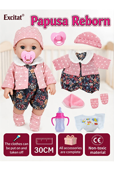 Excitat Păpușă, ® 12 inch (30 cm), Păpușă realistă, set cadou (corp și cap), ...
