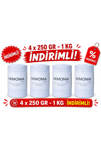 Akmonia Makrome örme ip 1 KG 2mm Çanta ipi ,Supla ip ,Ev Dekorasyon , Runner ...