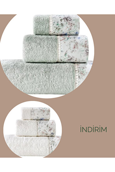 Pupilla Collection Lion Penye Bordür Kumaşlı 3 Parça Banyo Seti - Yeşil