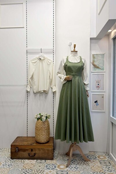 Faya Boutique Gabardin Kumaş Haki Yeşili Özel Tasarım Jile (DAR KALIP)