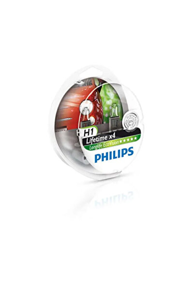 Philips Σετ 2 λαμπτήρων προβολέων H1 55W 12V μεγάλης διάρκειας ζωής Ecovision
