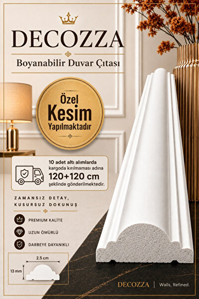 DECOGOLD Decozza Boyanabilir Duvar Çıtası 2.5 Cm 1 Boy (1 adet) 240 Cm (df-25...