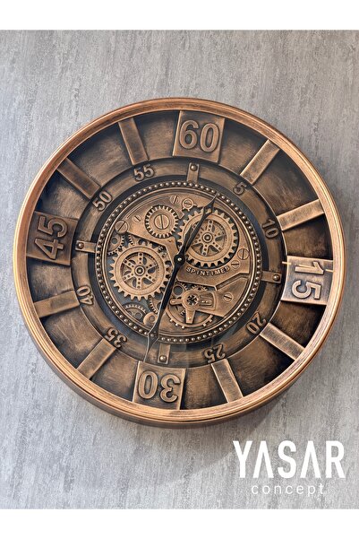 YASAR CONCEPT Carmello Metal Çarklı Duvar Saati 60 Cm