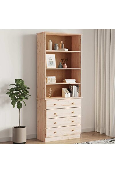 Concept Bibliotecă cu sertare „ALTA”, 77x35x186,5 cm, lemn masiv de pin