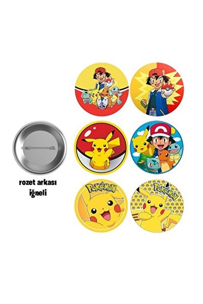 Parti Dükkanım Pokemon Hediyelik Parti Rozeti (6 ADET)