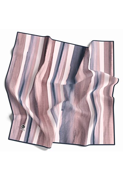 VİOLLA Twill Suluboya Çizgi Desenli Gül Kurusu - Lacivert Renkli 90x90 Eşarp ...