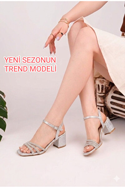oliviashoes Women's Silver New Season Three Row Stone Sandals